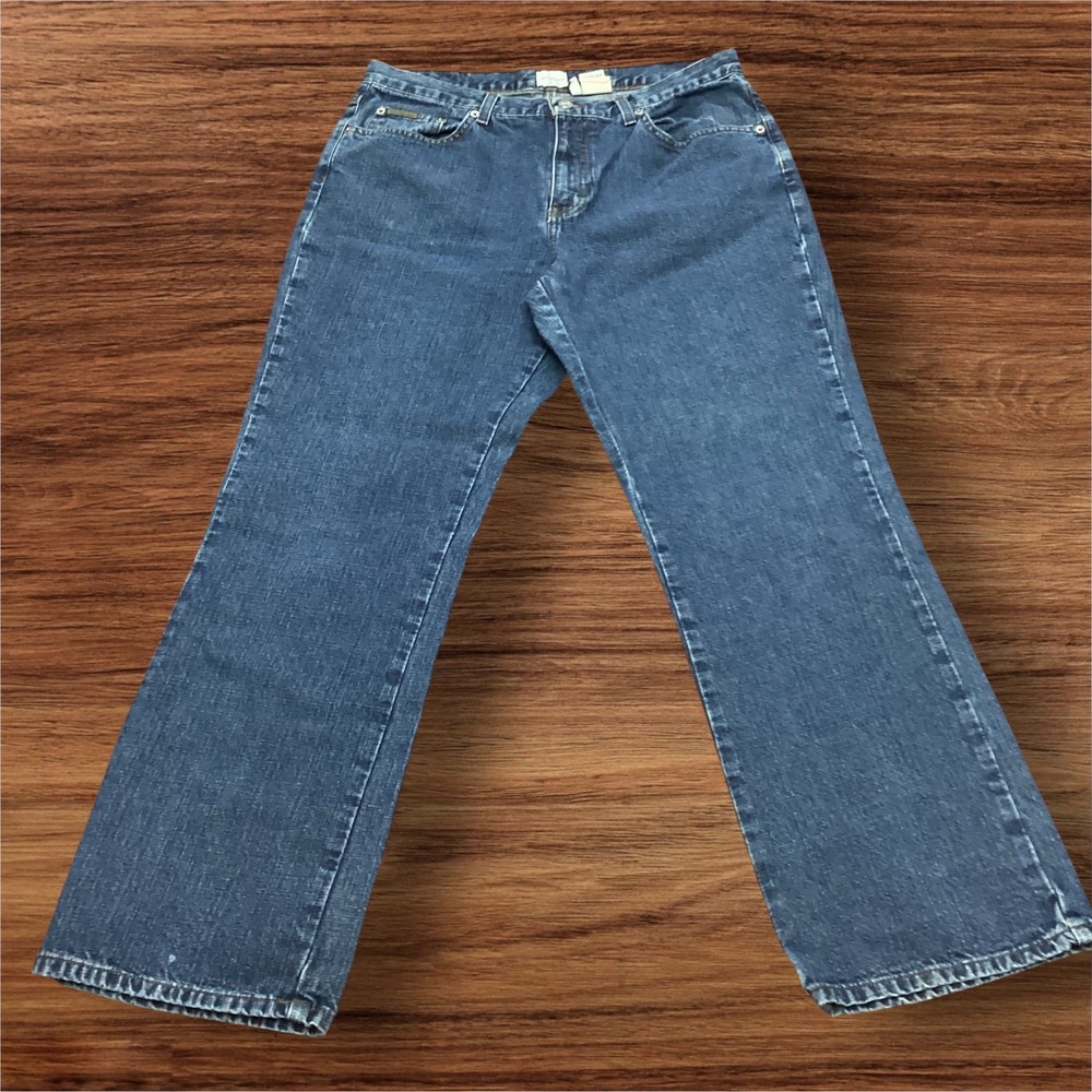 Calvin Klein Jeans Womens 12 Bootcut Double Stone Wash Denim Blue flaw